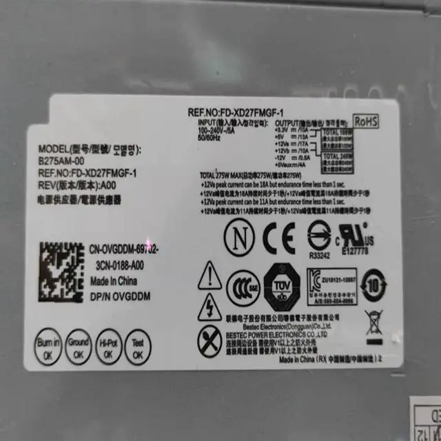 Alt view image 4 of 4 - Power Supply For Dell Optiplex 390 790 990 3010 7010 9010 275W For VGDDM 0VGDDM B275AM-00