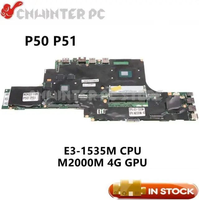 Main image of 01AY378 NM-B401 NM-A451 MAIN BOARD For Lenovo P50 P51 Laptop Motherboard E3-1535M CPU Quadro M2000M 4G GDDR5
