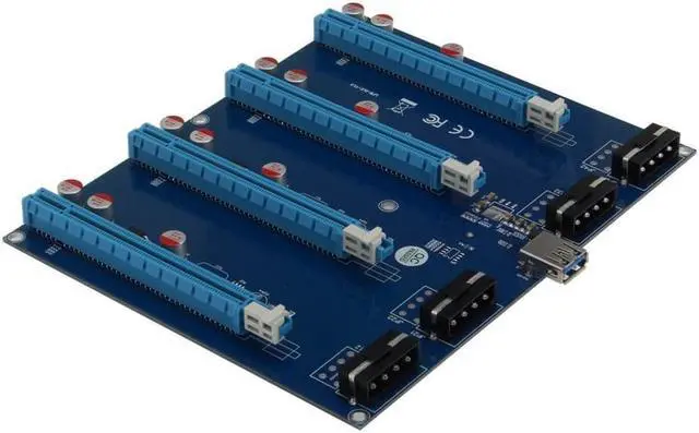 Alt view image 2 of 3 - PCI-Express PCIe 1 to 4 PCI express 16X slots Riser Card PCI-E 1X to External 4 slot Adapter PCIe Port Multiplier for Mining