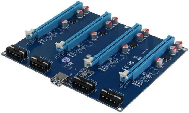Alt view image 3 of 3 - PCI-Express PCIe 1 to 4 PCI express 16X slots Riser Card PCI-E 1X to External 4 slot Adapter PCIe Port Multiplier for Mining