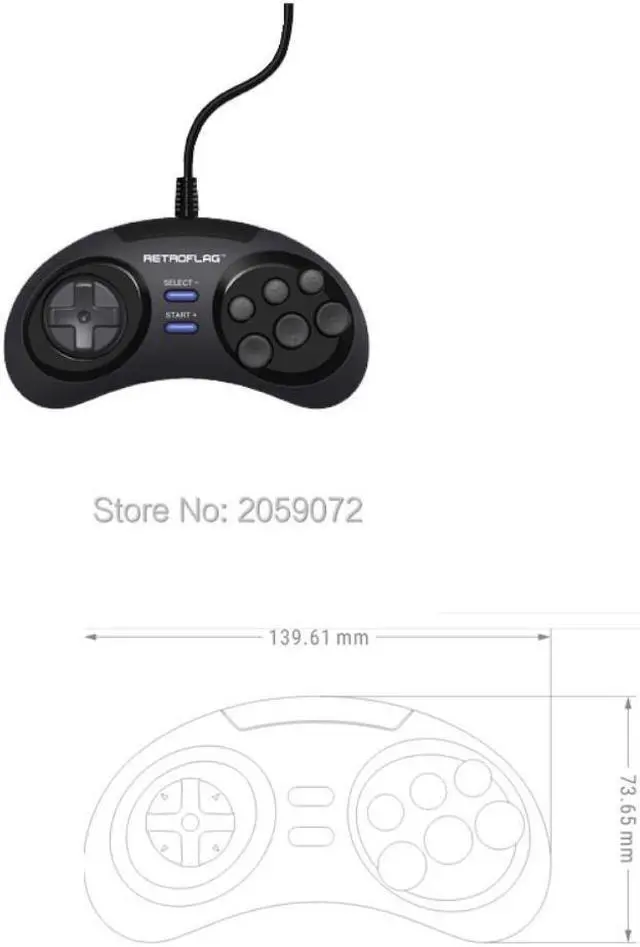 Alt view image 2 of 2 - Classic USB controller support XINPUT DINPUT mode and Turbo function Compatible with Raspberry Pi  Windows