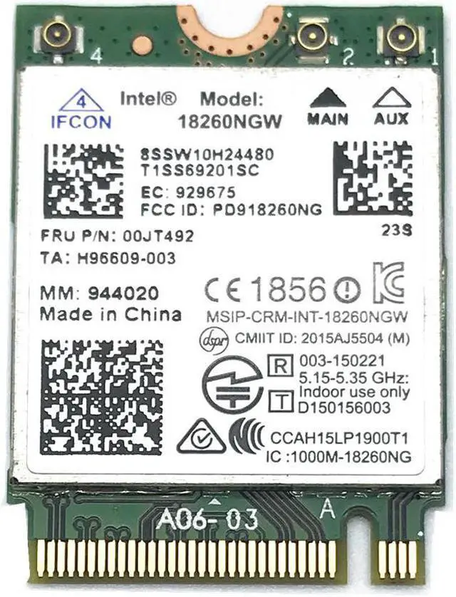 Main image of For Intel Wireless-AC 18260AC 00JT492 M.2 802.11ac 867Mbps WiFi Fit for Bluetooth 4.1 Card for Lenovo X260 T460 T460S T460P