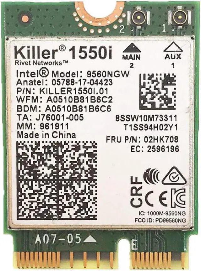 Main image of Killer 1550i AC Dual Band 1.73Gbps Wireless 9560NGW NGFF CNVI Wifi Card 9560AC 802.11ac Support Bluetooth 5.0 for Windows 10
