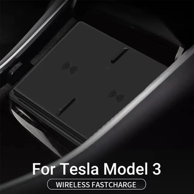 Alt view image 3 of 4 - Wireless Charger for Tesla Model 3 10W Fast Charge Car Charging Pad Wireless Charging Pad Smartphone Charging