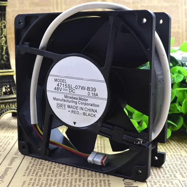 Alt view image 3 of 3 - 12cm 4715SL-07W-B39 48V 0.18A three-wire metal waterproof cooling fan