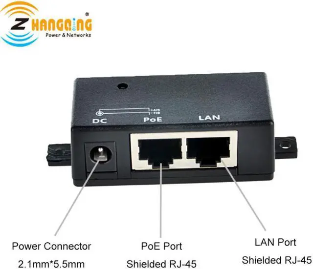 Alt view image 2 of 5 - 802.3af PoE injector PoE Adapter 100Mbps 24V 48V passive injector with 2.1x5.5mm DC RJ-45 connector for IP Camera VOIP Phones