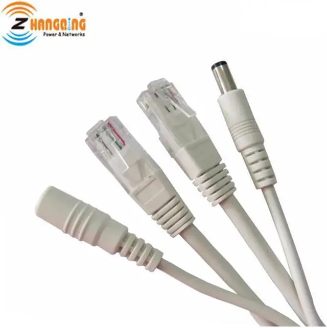 Alt view image 3 of 3 - 3 Pair PoE Cable kits Passive PoE Injector Splitter kit RJ45 Ethernet cable with 5.5 mm*2.1 mm DC Connectors for CCTV Cameras