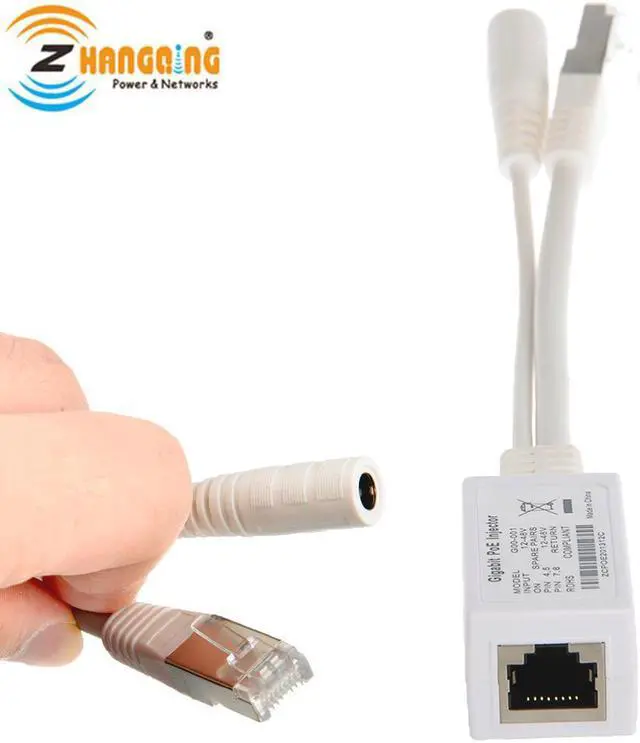 Alt view image 2 of 2 - Gigabit PoE Injector cable Shield RJ45 With LED Indicator Use with any Ethernet switch Ideal for IP Cameras Access points