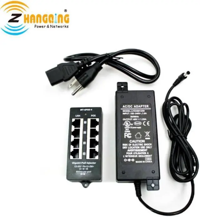 Main image of 4Port PoE Patch Panel PoE Midspan PoE Injector including 24V 60W Power Adapter