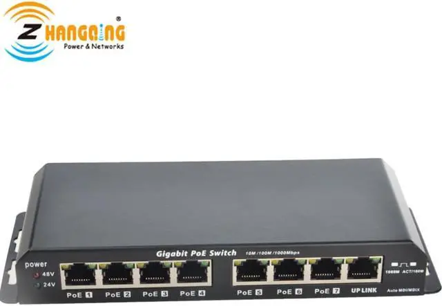 Main image of 7+1 port gigabit Power over ethernet Passive POE switch 1 Uplink for WiFi Access Point, MikroTik, 24V 48V Devices