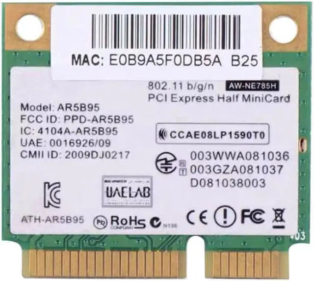Alt view image 3 of 3 - Azure Wave Atheros Laptop Wireless AR9285 Board Half Mini PCI-E Card WIFI WLAN AR5B95 Wireless network card