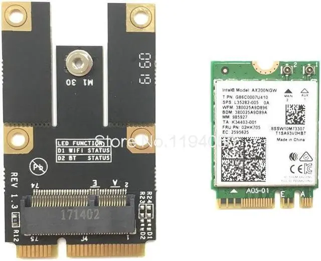 Alt view image 6 of 6 - NGFF M.2 Key A Wifi Bluetooth Card to Mini PCI-E Converter Adapter for Intel 7260 7265 8260 8265 9260 9560 AX200