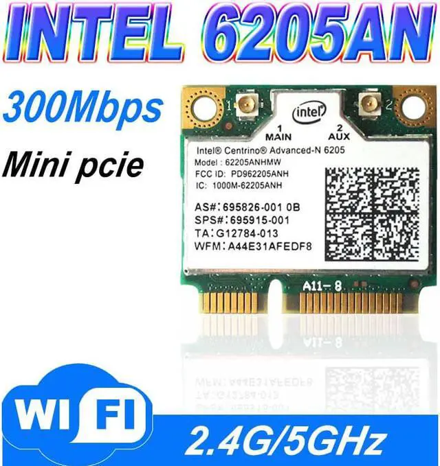 Main image of WDXUN 300M Dual Band Wlan Network Adapter for Intel Advanced-N 6205 62205AN 300Mbps Wireless Wifi 2.4Ghz 5Ghz Mini PCI-E Card
