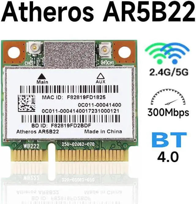 Main image of Dual Band 300Mbps Wifi AR5B22 2.4G/5Ghz Wireless 802.11a/b/g/n Half Mini PCI-E WLAN 4.0 Wi-Fi Wireless Network Card