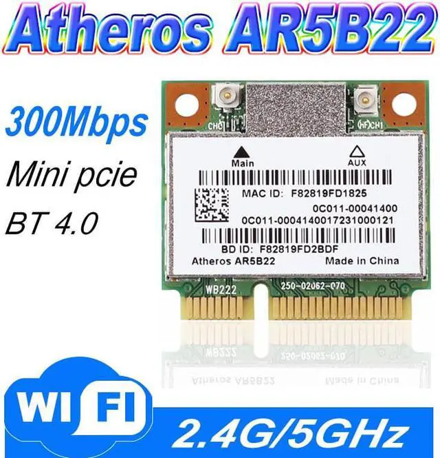 Main image of Network Wireless WiFi Card 802.11N AR5B22 AR9462 WB222 300M WLAN WiFi CARD 4.0 Bluetooth BT4.0