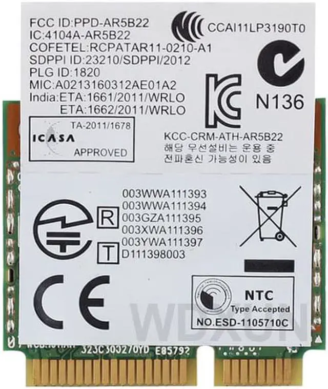 Alt view image 2 of 3 - Network Wireless WiFi Card 802.11N AR5B22 AR9462 WB222 300M WLAN WiFi CARD 4.0 Bluetooth BT4.0