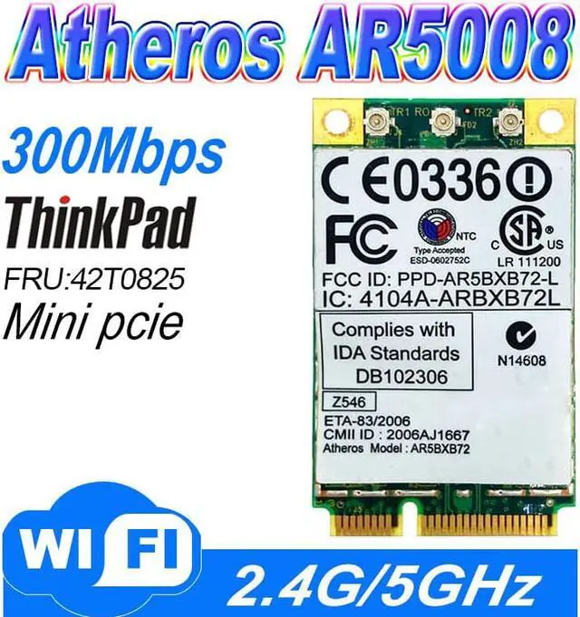 Main image of Atheros AR5BXB72 Ar5008 AR5418 802.11a/b/g/n 300M PCI-e Card IBM T60 R60 R61 T61 X61 T61P WIFI CARD WLAN