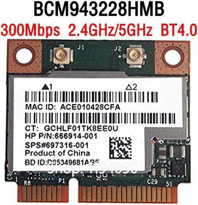 Alt view image 5 of 6 - Broadcom BCM943228HMB BCM43228 BCM943228 Half Mini PCI-e Wlan Wireless BT Bluetooth 4.0 Card 300M 2.4G/5G