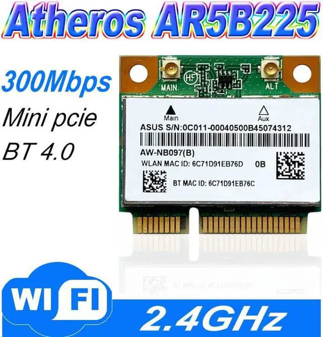 Alt view image 4 of 6 - Atheros WIFI Wireless N and Bluetooth 4.0 Combo Half Mini PCI-E Card AR5B225