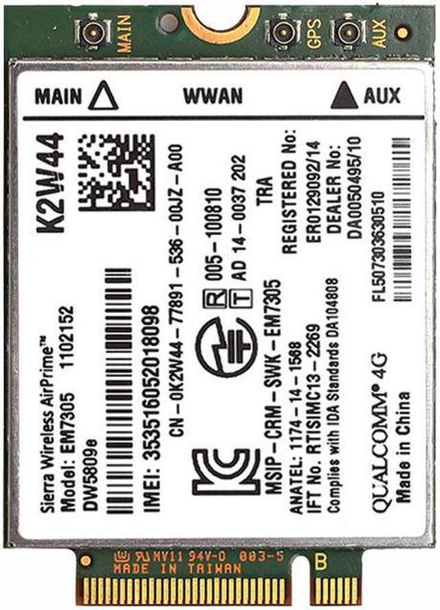 Alt view image 3 of 3 - DW5809e k2w44 for Sierra Wireless EM7305 M.2 NGFF 4G 100M LTE WWAN card module Dell e7450 e7250 / 7250 e5550 / 5550 e5450 / 5450