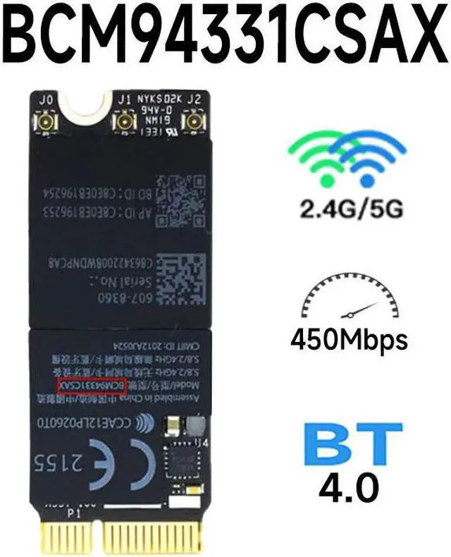 Main image of Broadcom Bcm94331csax Bcm94331csdax Bcm4331 Bluetooth Wireless Wifi Card Module 802.11 N for Laptop A1398