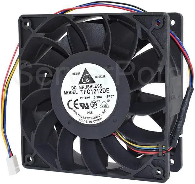 Main image of TFC1212DE  DC12V 3.90A 12CM 5200RPM 252CFM 4 Pins Cooler For Bitcoin Miner Powerful Server Case AXIAL Cooling Fan