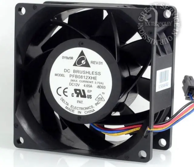 Alt view image 2 of 3 - For Delta fan PFB0812XHE 8038 cooling fan 12V 4.65A 8CM wind capacity