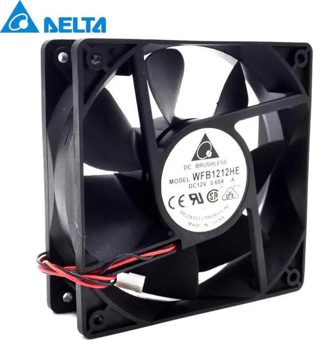 Main image of WFB1212HE 12V 0.6A 12038 120mm 12 double ball bearing cooling fan 2 -wire interface for Delta 120*120*38mm