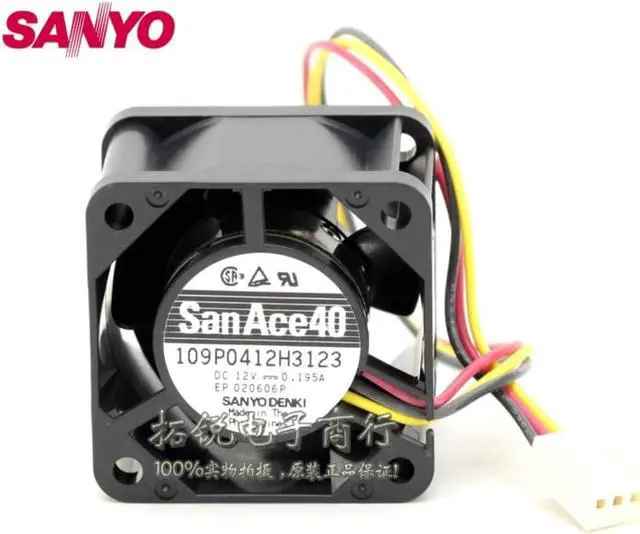Main image of For SANYO orginal  40MM*40MM*28MM 40mm 109P0412H3123 12V 0.195A 4028 dual ball bearing cooling fan