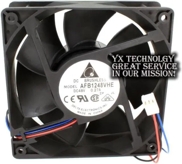 Alt view image 3 of 3 - AFB1248VHE 12038 12cm 120mm 48V 0.27A 3 wire dual ball bearing cooling fan for Delta 120*120*38mm