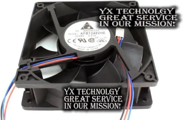 Alt view image 2 of 3 - AFB1248VHE 12038 12cm 120mm 48V 0.27A 3 wire dual ball bearing cooling fan for Delta 120*120*38mm