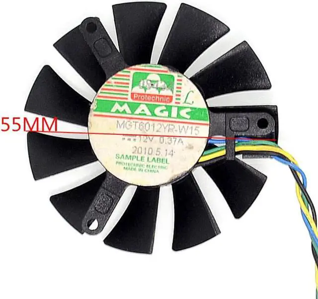 Alt view image 3 of 3 - video card fanMGT6012LR MGT6012XR MGT60YR 42*42*42mm Pitch 4P graphics card fan 12V 0.23A 55mm diameter
