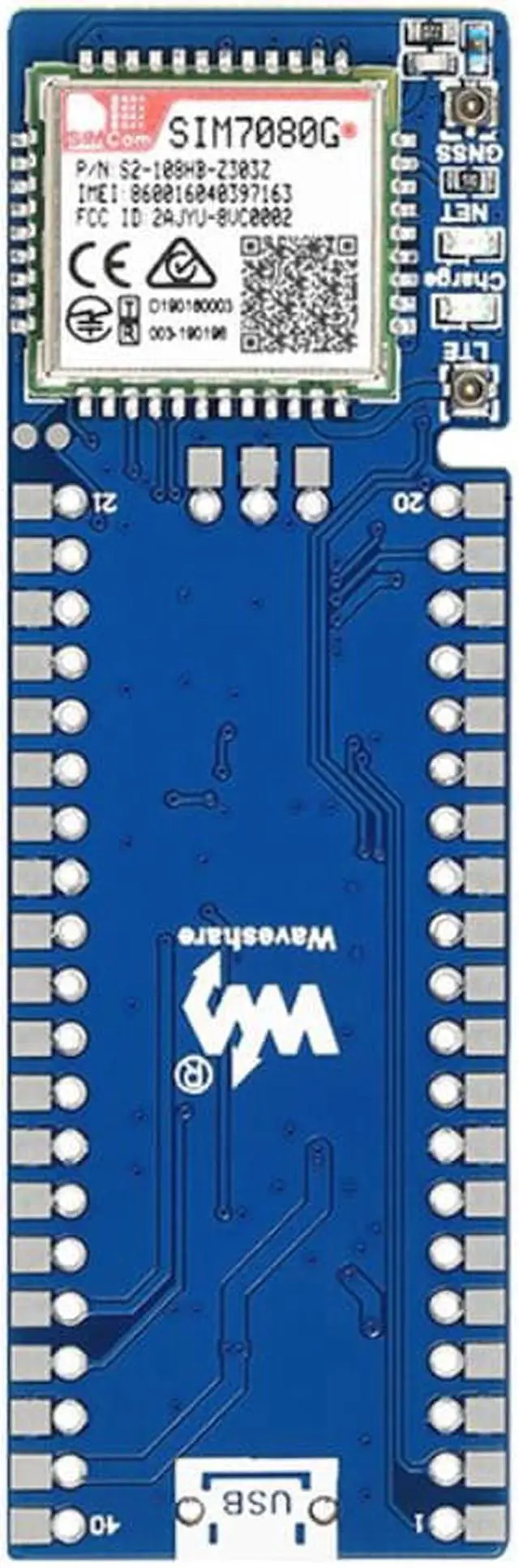 Alt view image 3 of 3 - Raspberry Pi Pico SIM7080G NB-IoT/Cat-M(C)/GNSS positioning module Global