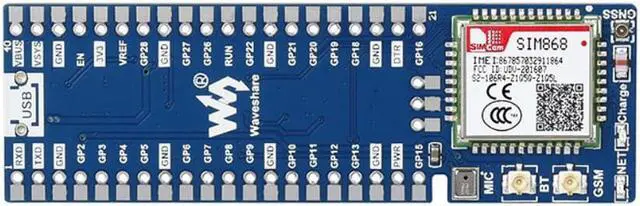 Main image of Raspberry Pi Pico SIMCOM SIM868 GSM GPRS GNSS bluetooth module expanding board UART interface