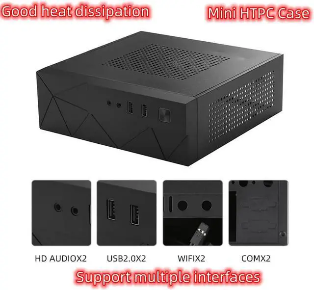 Main image of Desktop Power Supply Gaming HTPC Host Office Home 2.0 USB Mini ITX with Radiator Hole Computer Case Practical Horizontal Chassis
