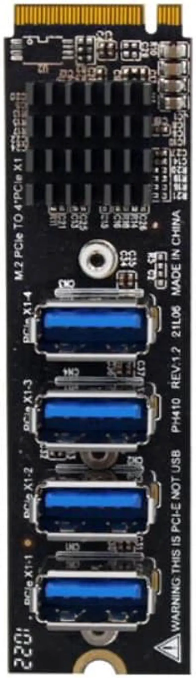 Alt view image 2 of 4 - M.2 M KEY PCI-E to 4-port PCI-E X1 expansion card 1 to 4 Graphics Card Expansion NGFF M.2 to USB 3.0 PCI Express Converter