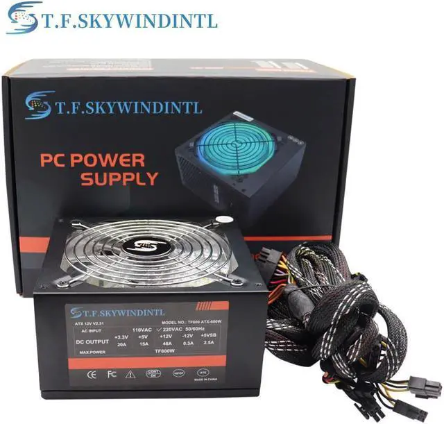 Alt view image 2 of 4 - T.F.SKYWINDINTL 600W Power Supply 80plus Active PFC PSU ATX Gaming PC Graphics Cards For Intel AMD Computer
