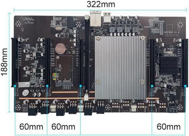 Alt view image 3 of 4 - BTC X79 X5 Miner Motherboard 5 PCIE X8 LGA 2011 H61 Chip 32G DDR3 SATA 3.0 for Bitcoin BTC ETH GPU Graphics Card Mining
