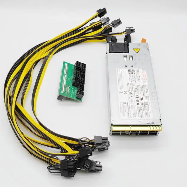 Alt view image 2 of 4 - 1400W OKJYYO DPS-1200MB A  GPU Mining Power Supply Kit Breakout Board PCIe 6Pin to 6+2Pin Power Cable DPS-1200MB A D1200E-S0