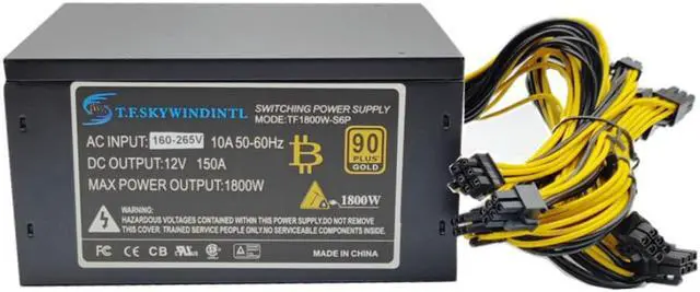 Alt view image 2 of 4 - 1800W 2000W ATX Mining Power Supply 6Graphics Cards 6Pin For PC Mining Rig  Bitmain Antminer S9 S7 L3 BTC LTC ETH Mining PSU