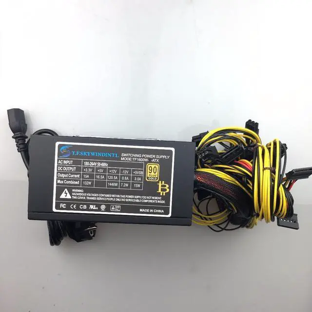 Alt view image 2 of 4 - ship 1600w computer power supply mining rig antminer pico psu asic bitcoin miner for rx 470 rx 580 rx 570 rx480 atx btc