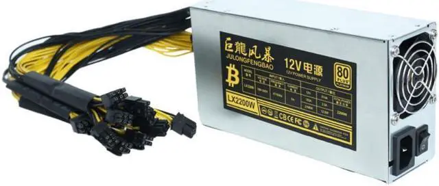 Alt view image 4 of 4 - 2000W 2200W PSU Miner ETH Power Supply Unit For BTC Bitcoin Ethereum Miner Mining PC Power Unit High Efficiency 6Pin