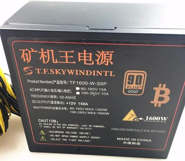 Alt view image 3 of 4 - T.F.SKYWINDINTL 1600W PSU Power Supply For Computer 6 Video Card Mining Bitcoin Miner  1600W ATX PC Power Supply 110V 220V ETH