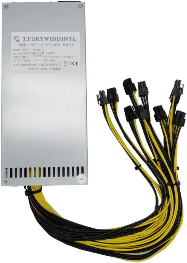 Main image of ATX 12V 90V-240V 2400W 2500W 2U PSU BTC ETH Mining Machine Power Supply 10x6Pin For Bitcoin Asic mining machines