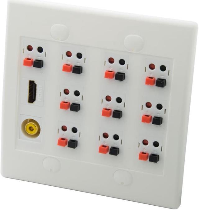 Main image of 2 Gang 10.1 Speaker Wall Plate With Additional HDMI Female To Female Connector