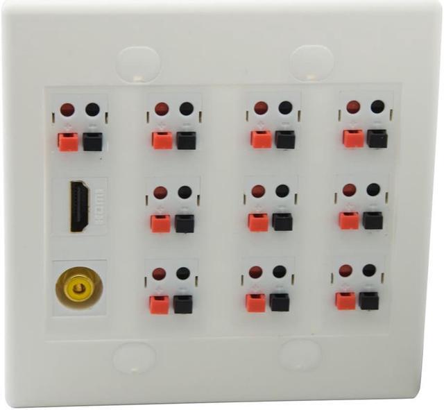 Alt view image 2 of 3 - 2 Gang 10.1 Speaker Wall Plate With Additional HDMI Female To Female Connector