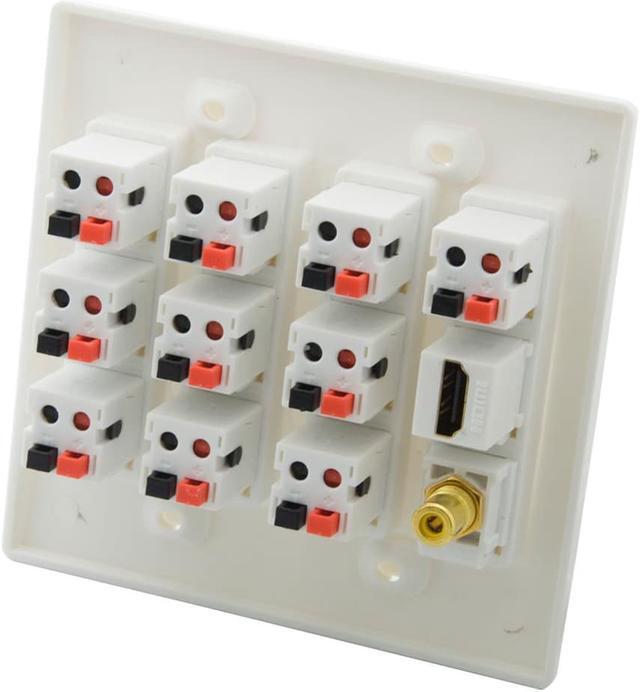 Alt view image 3 of 3 - 2 Gang 10.1 Speaker Wall Plate With Additional HDMI Female To Female Connector