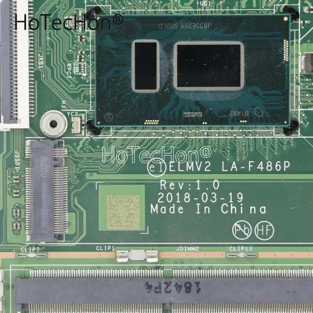 Alt view image 3 of 6 - 5B20R34903 - Laptop UMA Motherboard ELMV2 LA-F486P w/ i3-7020u for Lenovo IdeaPad V130-14IKB (81HQ) Laptops