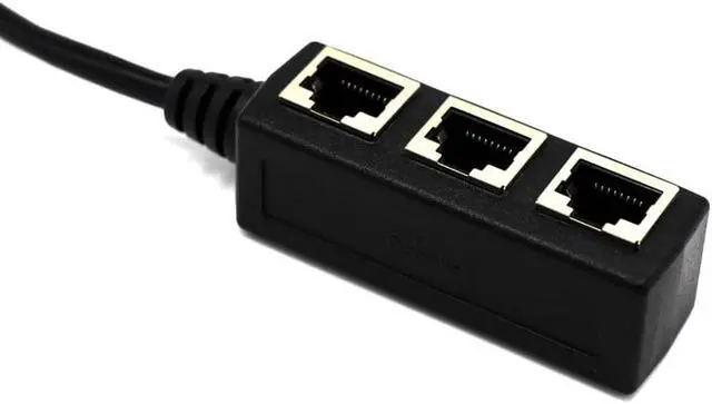 Alt view image 2 of 2 - RJ45 Splitter Ethernet Network RJ45 1 Male to 3 Female Connector Adapter Networking Extension Cable Adapter Network Plug
