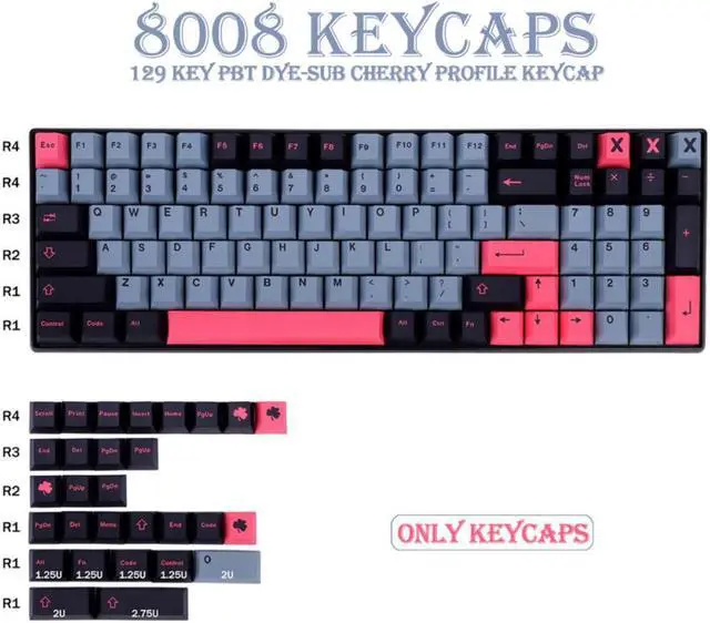 Alt view image 2 of 4 - GMK 8008 PBT Keycaps Cherry Profile Mechanical Keyboard Sublimation Key Cap 129 Keys Adapt to 64/84/980 layout